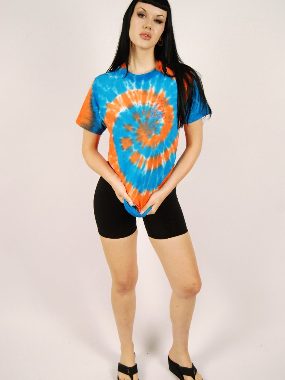 80s Tie Dye Surf T-Shirt (M) medium orange blue vintage mens single stitch boho